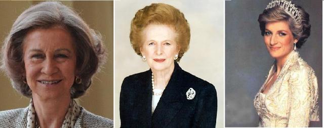 Reina Sofía, Margaret Thatcher y Princesa Diana.